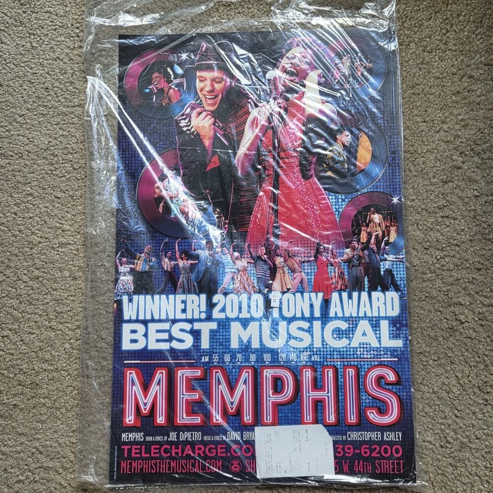 MEMPHIS THE MUSICAL, BROADWAY 2010 TONY WINNER WINDOW CARD/POSTER 14x22